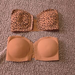 Strapless Nude Leopard & Solid Nude Convertible Bras XL NWT